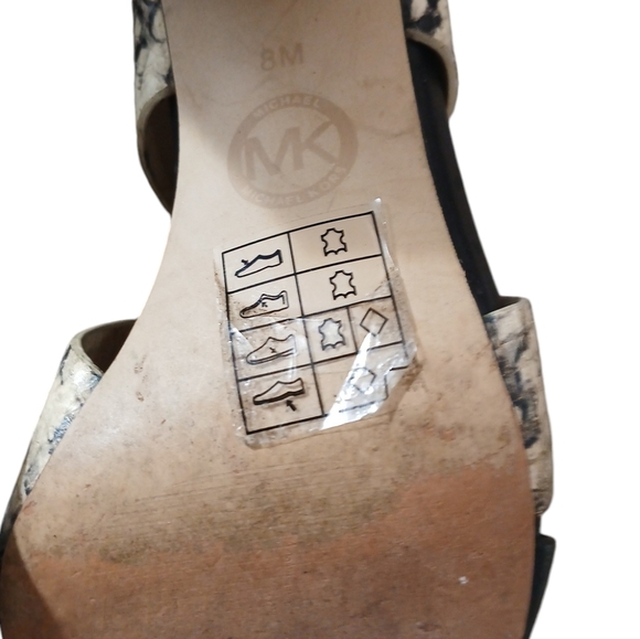 Michael Kors Anya Block Heel Caged Snakeskin Leather Heels, Size: 8 M - Picture 9 of 10